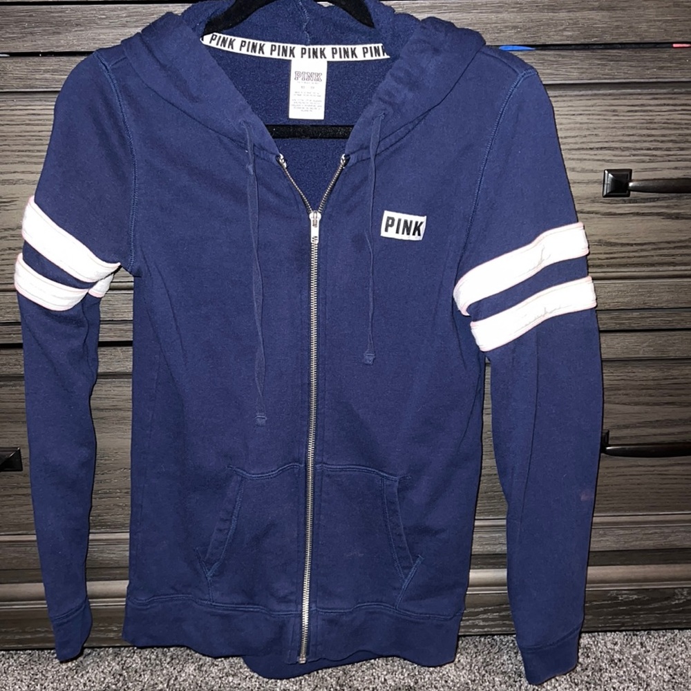 Pink brand Navy Blue hoodie